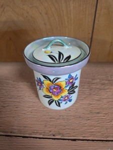 Condiment Jar With  Lid Hand Painted  Japan Absolutely Stunning Piece