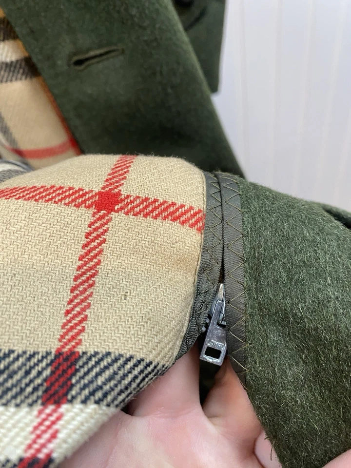 Gabardina vintage años 80 Burberrys Loden para hombre 52 verde oscuro lana forro a cuadros Nova Foto 4 de 4