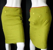 Image of PAUL SMITH lime wool tweed pencil fishtail skirt 40 NWo