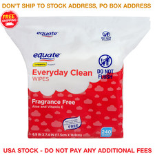 Equate Everyday Clean Baby Wipes Fragrance Free Aloe Vitamin E 240ct Refill