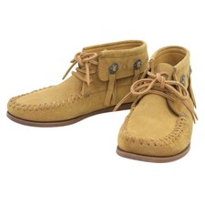 Saint Laurent Paris Fringe Moccasin Suede Boots Brown 35