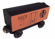 Wooden Whittle Shortline Railroad Santa Fe Orange Boxcar Train Car NEW