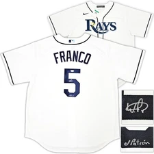 Tampa Bay Rays Wander Franco Signed White Nike Jersey Size XL "El Patron" JSA