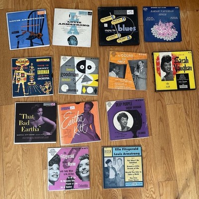 Lot 13 Jazz 45s + Sets Cardboard Sleeves Ella Eartha Louis Sarah Benny Basie VG