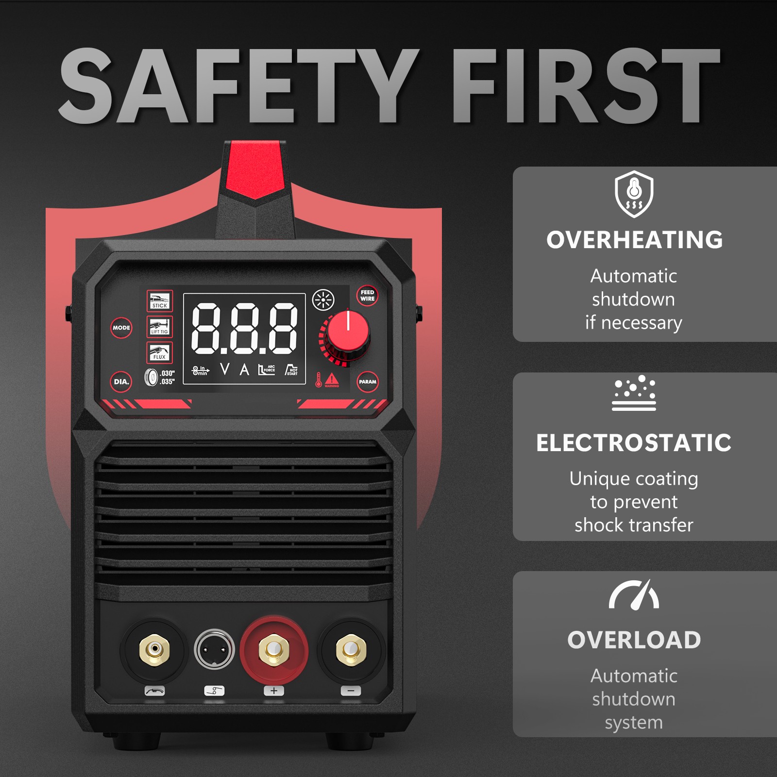 YESWELDER FLUX-135PRO 135A 3-in-1 Welder with Gloves & 5 Flux Wires, 110V