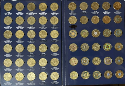 Australian $2 dollar coins collection 1988-2025 in folder 60 coins