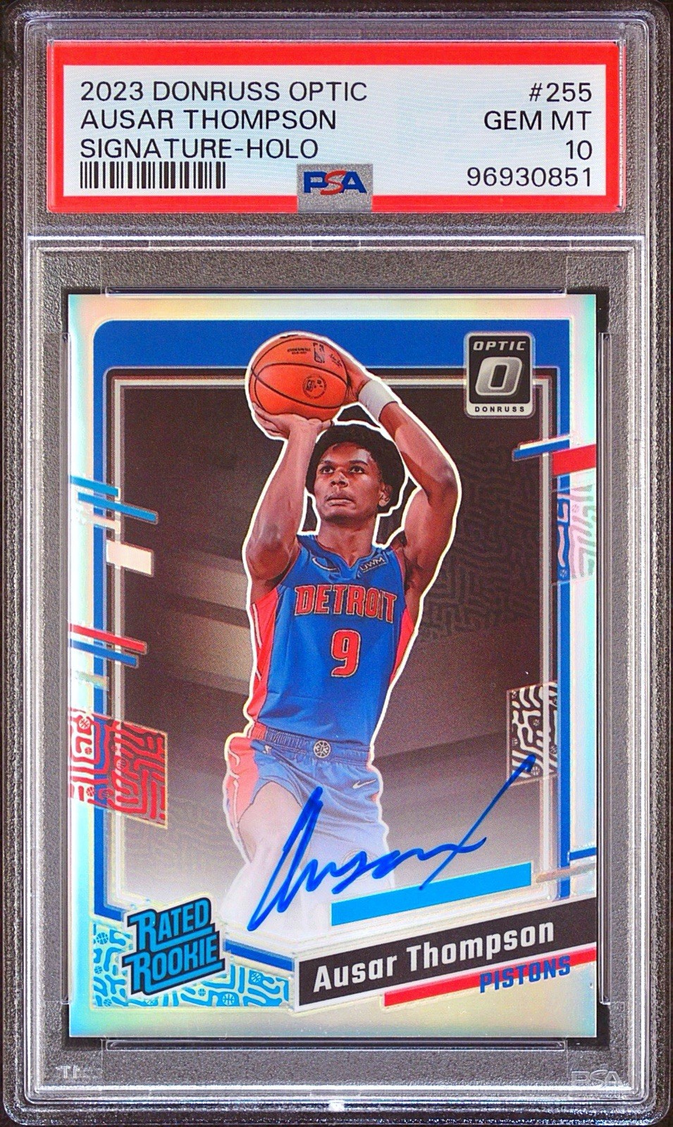 🔥 2023-24 Donruss Optic Ausar Thompson Rated Rookie Holo RC Auto #255 PSA 10 🔥
