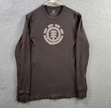 Camisa De Colección Y2K Element Skateboards Para Hombres Talla Mediana Marrón Waffle Térmica