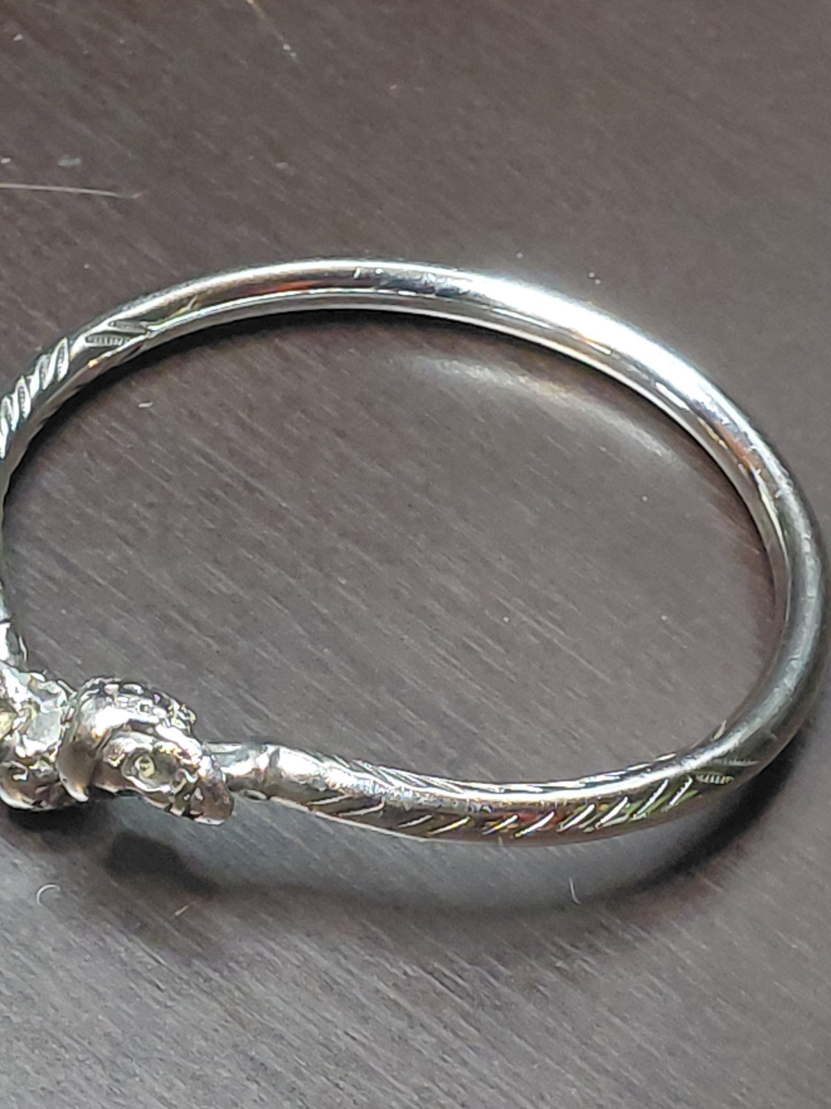 Solid Sterling Silver Thick Etched Bangle with Be… - image 13