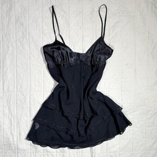 Black Satin  Chiffon Slip Dress   Size L