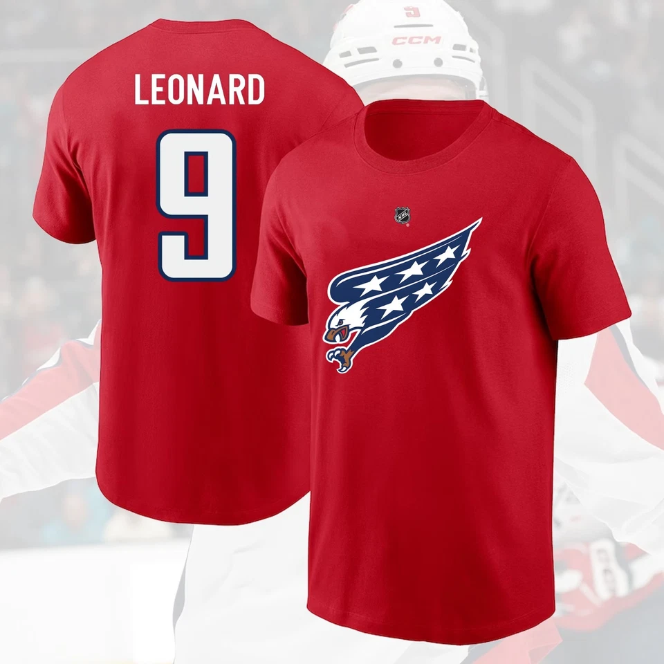 ¡OFERTA! Ryan Leonard #9 Washington Capitals 2025 nombre y número del jugador para fanáticos Foto 2 de 4
