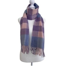 NWT Edinburgh 100 Lambswool Tartan Scarf Lavender Pink Blue Check A03248