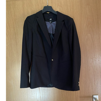 H&M Damen Blazer schwarz Größe 38 Business Langarm Knopfverschluss