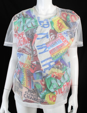COMME DES GARCONS 2024 NWT White Tulle LGBT Mixed Print Layered Blouse M