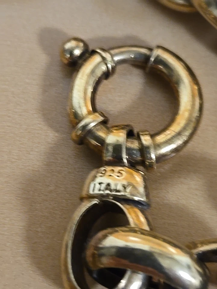 Chunky Sterling Silver Veronese Italy 925 Belcher Link Bracelet 28.3 g 9". - Image 2 of 4