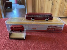 Brekina HO 1 Bahnbus DB MB O 6600 H u. 1 VW T1 der DB, neuwertig mit Ovp