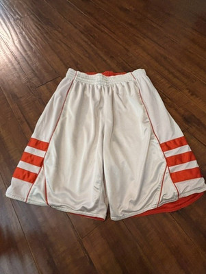 Old-School Authentic Reversible Adidas Basketball Shorts Large Orange White