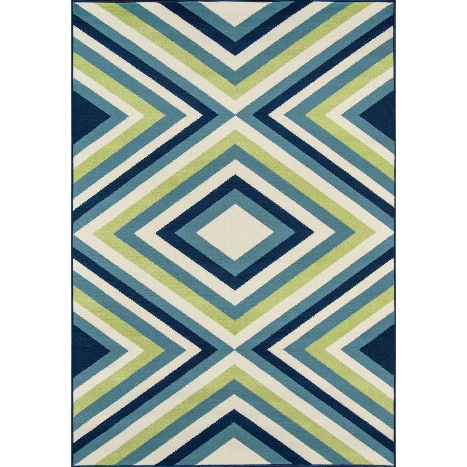 Alfombra Momeni Baja Zig-Zag Fácil Cuidado Interior Exterior. Azul marino 6'7" x 9'6" Foto 3 de 4