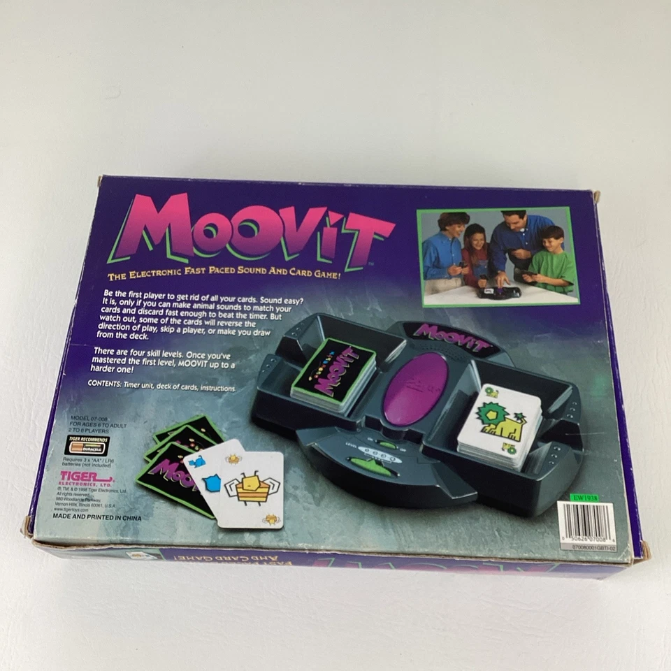 Juego de Cartas de Sonido Electrónico Moovit Rápido De Colección 1998 Tiger Electronics Años 90 Foto 2 de 4