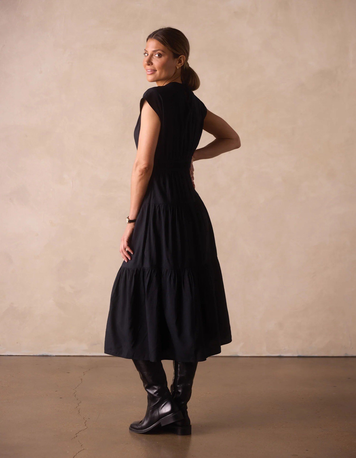 The Normal Brand Women’s Grace Midi Dress Black $150 MSRP Size S