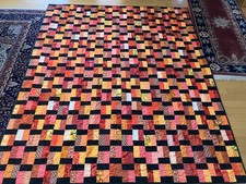 Shades of Orange-Color Potato Chip Block patchwork Quilt Full size 80" X 96"