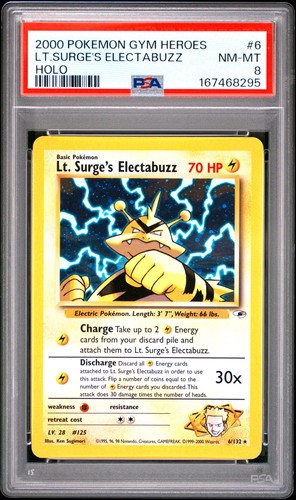 Lt. Surge's Electabuzz (Unlimited) graded PSA 8 for sale on eBay