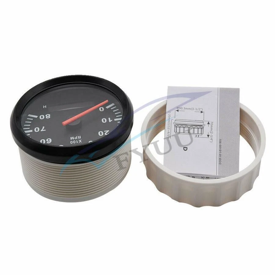 Waterproof 12/24V 85mm LCD Car Marine Tachometer Engine Tacho Gauge 0-8000 RPM - Image 3 of 4