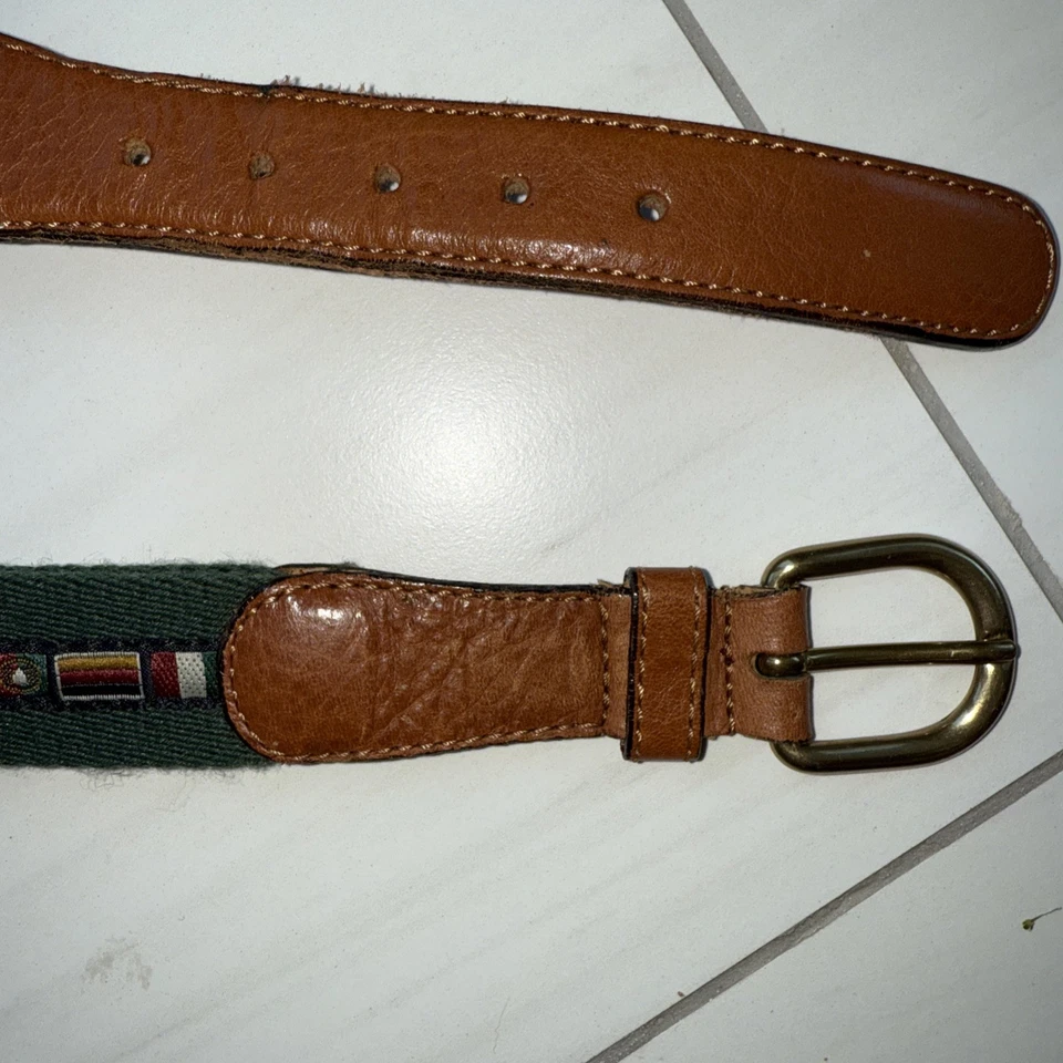 Cinturón banderas náuticas de sarga de cuero para hombre Paul & Shark talla 100 Foto 3 de 4