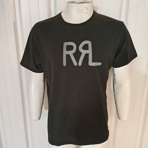 RRL By Ralph Lauren Logo Jersey T-Shirt Faded Black Canvas Mens Large (L)