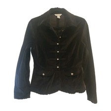White House Black Market Jacket Military Women WHBM Velvet Velour 6 Stretch