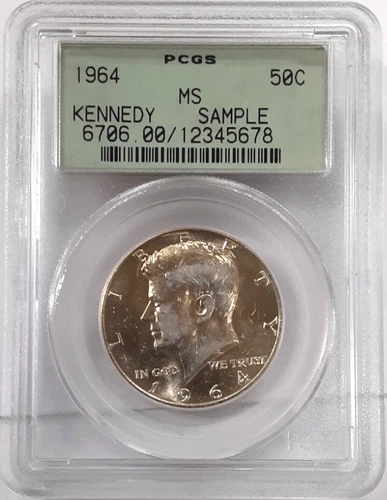 1964-D Kennedy Half Dollar in PCGS MS Sample Holder (A)