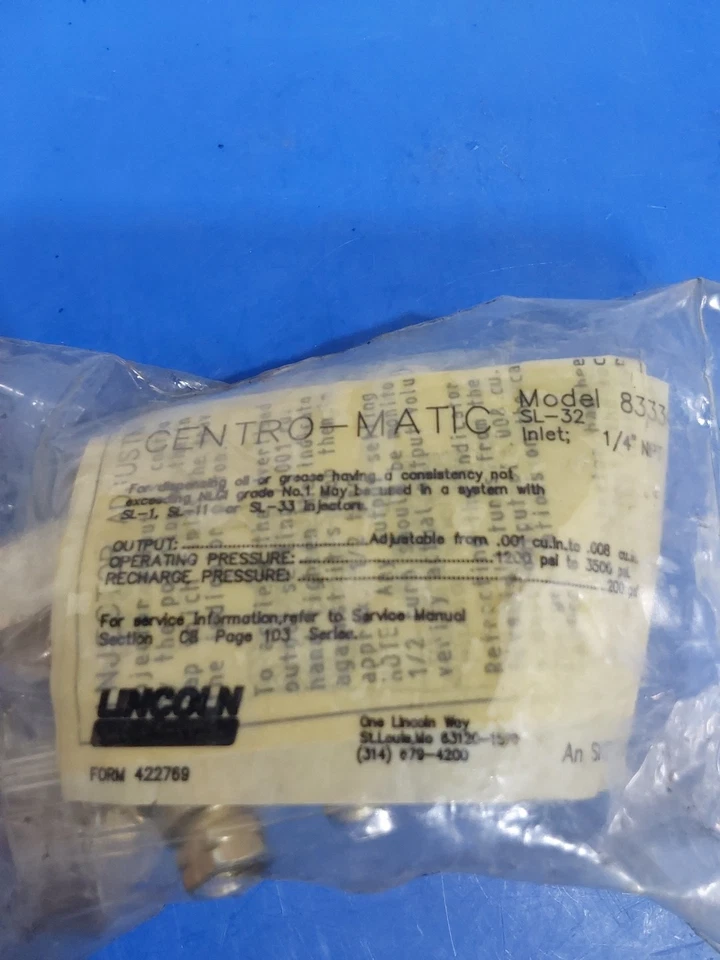 林肯 83336 Centro-Matic SL-32 单润滑脂喷射器组件 — 第 2/4 张图片