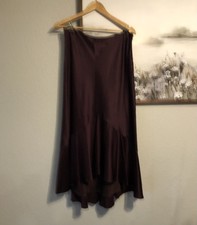Vintage Ralph Lauren Deep Plum Purple 100 Silk Skirt High-Low Trumpet Size 8