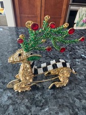 Stunning Rare MacKenzie-Childs Courtly Check Beaded Reindeer Heirloom Ornament