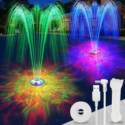 2026 Large Solar Fountain with Light Show Solar Pool Fountain with Anchor