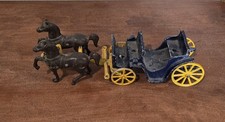 Vintage Cast Metal Stanley Toys Horse Drawn Carriage 1940s