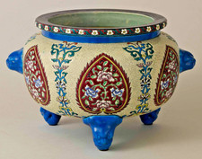 Emaux de Longwy. Cache-pot monumental. Fin 19ème