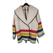 Woolrich Women’s Hudson Bay Point Blanket Wool Coat XL Shawl Collar Vintage NWT