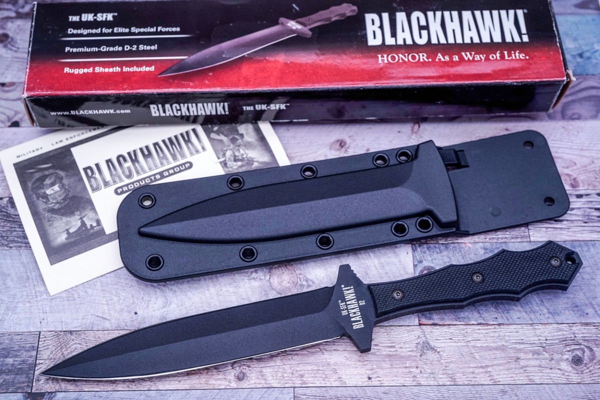 Blackhawk UK-SFK United Kingdom Special Forces Knife, Black D2