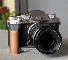 Wood Camera Hand Grip L Holder For Fujifilm XT5 X-T5 w/Aluminum Alloy Baseplate