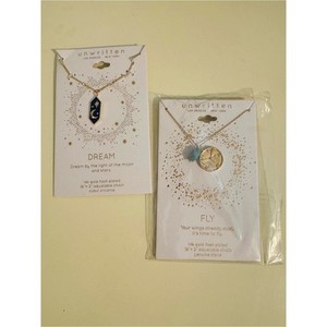 Authentic Unwritten 14K Gold Plated Celestial Necklace Dream Moon Fly Sun Nwt