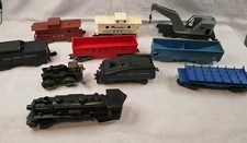 Mixed Lot Of 9 Vintage Marx Train Cars O Gauge Crane Engine - For Parts USA