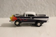 Rel 5 AW Auto World T-Jet HO  57 Chevy Bel Air Blk White Roof w/Flames WORKING
