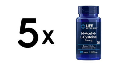5 x Life Extension N-Acetyl-L-Cysteine, 600mg - 60 caps (233,17 EUR/kg)