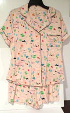 Pijama corto clásico Kate Spade para mujer talla mediana Camp Kate NUEVO