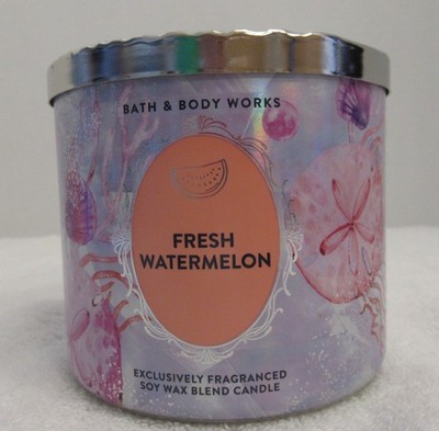 Bath and Body Work Fresh Watermelon 3 Wick Candle   Brand New