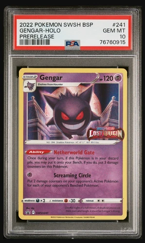 PSA 10 Gengar SWSH241 Lost Origin Stamped Promo Holo PRERELEASE Pokemon Card