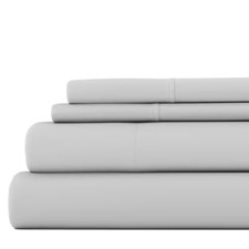 3-Piece Light Gray Solid Microfiber Twin Sheet Set