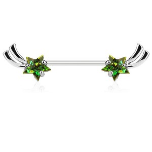 Détails Sur Piercing Téton étoiles Filantes Opales Vertes