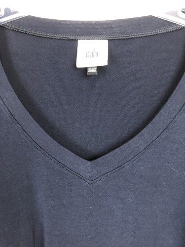 Túnica Cabi Top Talla XS Azul Oscuro Frontal Cuello en V Azul Blanco Rayas Traseras Dobladillo Alto-Lo - Imagen 2 de 12
